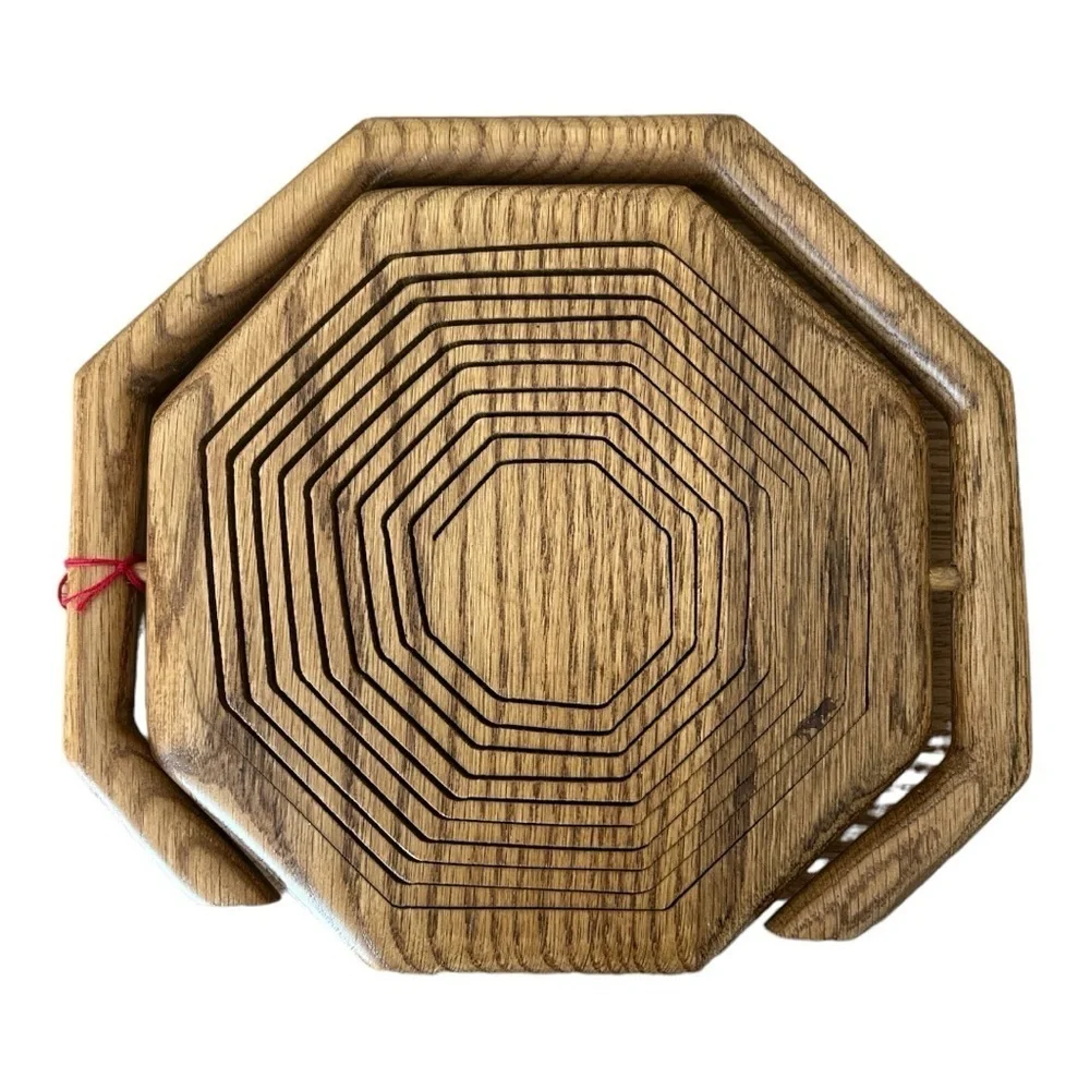 Vintage Folding Wooden Trivet Basket Handmade Expandable Fruit Bread Basket